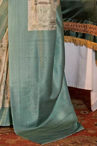 beige woven design zari kanjeevaram silk blend saree