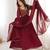 Maroon faux georgette beads flared gown set
