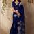 navy blue floral art silk blend tussar saree
