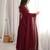 Maroon faux georgette beads flared gown set