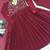 Maroon faux georgette beads flared gown set