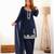Navy-blue silk blend embroidered farshi salwar set