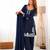 Navy-blue silk blend embroidered farshi salwar set