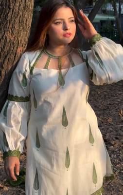 White crepe embroidered farshi salwar set 1