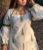 White crepe embroidered farshi salwar set