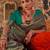 Teal floral silk blend banarasi saree
