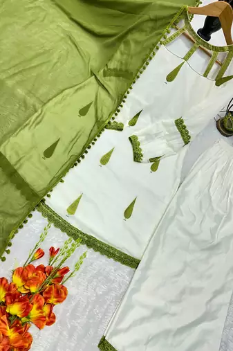 White crepe embroidered farshi salwar set