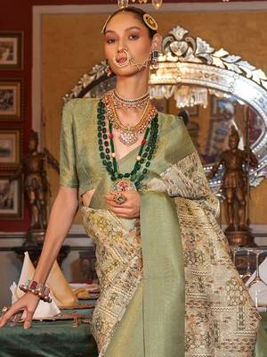 beige paisley zari kanjeevaram silk blend saree 2