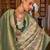 beige paisley zari kanjeevaram silk blend saree