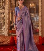 Lavender woven design zari silk blend banarasi saree