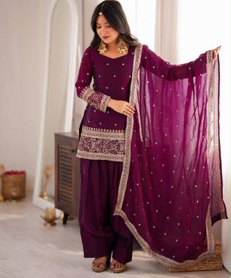 Wine silk blend sequins farshi salwar set 2