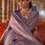 Lavender woven design zari silk blend banarasi saree