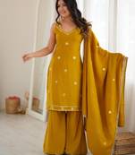 Yellow silk blend mirror palazzo set