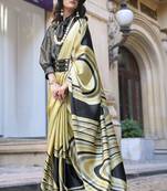 gold satin fusion saree