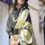 gold satin fusion saree