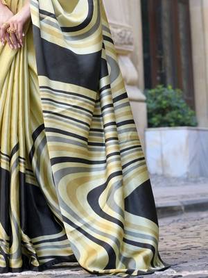 gold satin fusion saree 4