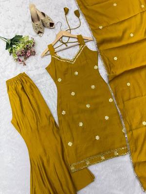 Yellow silk blend mirror palazzo set 5