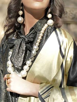 gold satin fusion saree 5