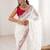 off white floral embroidered georgette heavy work saree