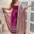 Dark-magenta velvet embroidered kurta set