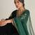 Dark-green velvet embroidered palazzo set