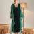 Dark-green velvet embroidered palazzo set