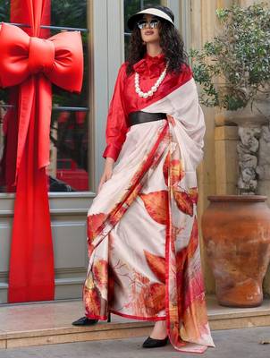 multicolor satin fusion saree 1