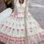 White silk blend embroidered flared gown set