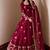 Wine silk blend embroidered flared gown set