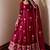 Wine silk blend embroidered flared gown set