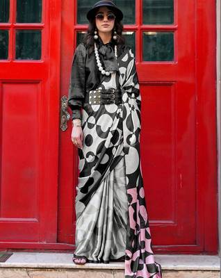 multicolor satin fusion saree 2