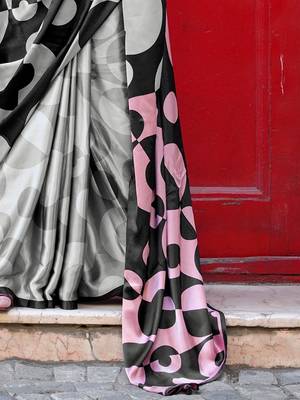 multicolor satin fusion saree 4