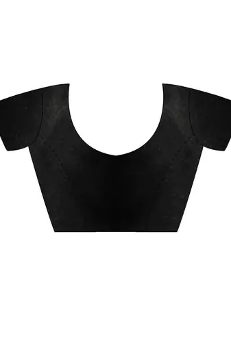 black satin fusion saree with blouse