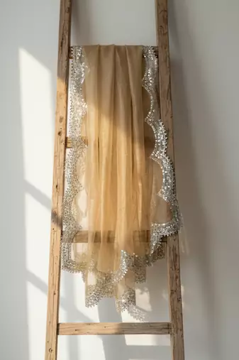 Dyed orgenza dupatta with sequance lace