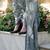 grey floral satin fusion saree