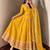 Yellow silk blend embroidered flared gown set