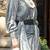 grey floral satin fusion saree