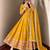 Yellow silk blend embroidered flared gown set