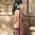 cream satin fusion saree