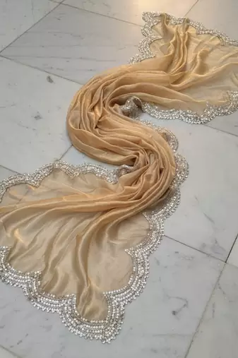 Dyed orgenza dupatta with sequance lace