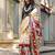 cream satin fusion saree