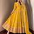 Yellow silk blend embroidered flared gown set
