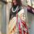 cream satin fusion saree