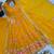 Yellow silk blend embroidered flared gown set