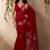 red floral art silk blend designer tussar saree