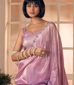 purple sequins embellished silk blend saree