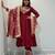 Maroon silk blend embroidered anarkali set