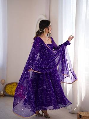 Purple cotton poly embroidered anarkali set 4