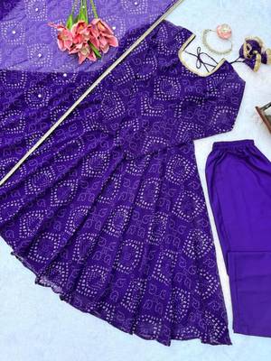 Purple cotton poly embroidered anarkali set 5