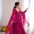 Pink cotton poly embroidered anarkali set